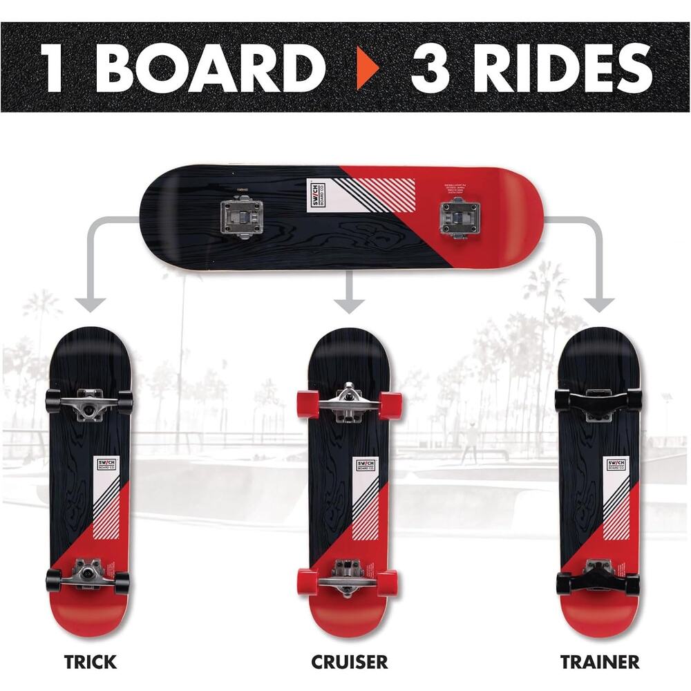3-in-1 Complete Skateboard – Trick, Cruiser & Trainer Set with Slide & Ride Tech - Picture 3 of 5